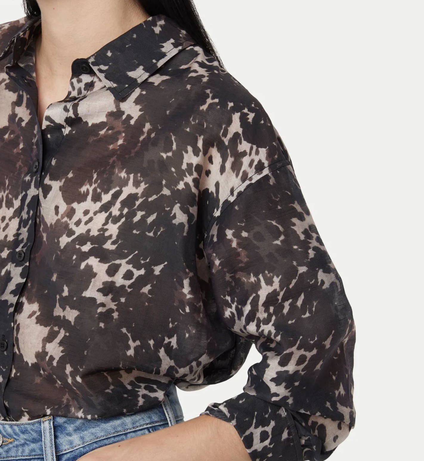 Printed Sheer Shirt - Black