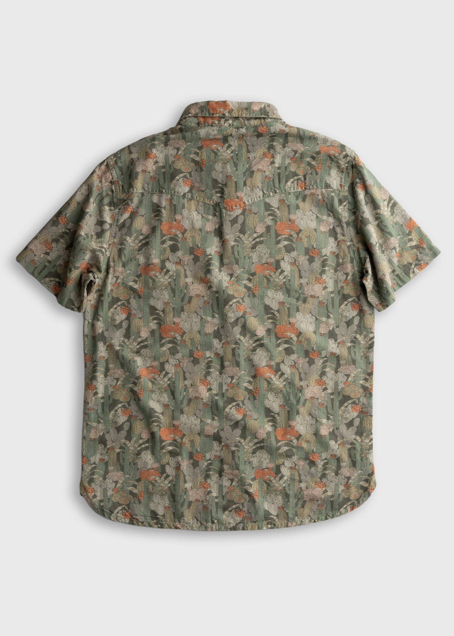 Short-sleeve shirt with a floral pattern on a light gray background