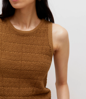 Sleeveless Knit Top - Brown