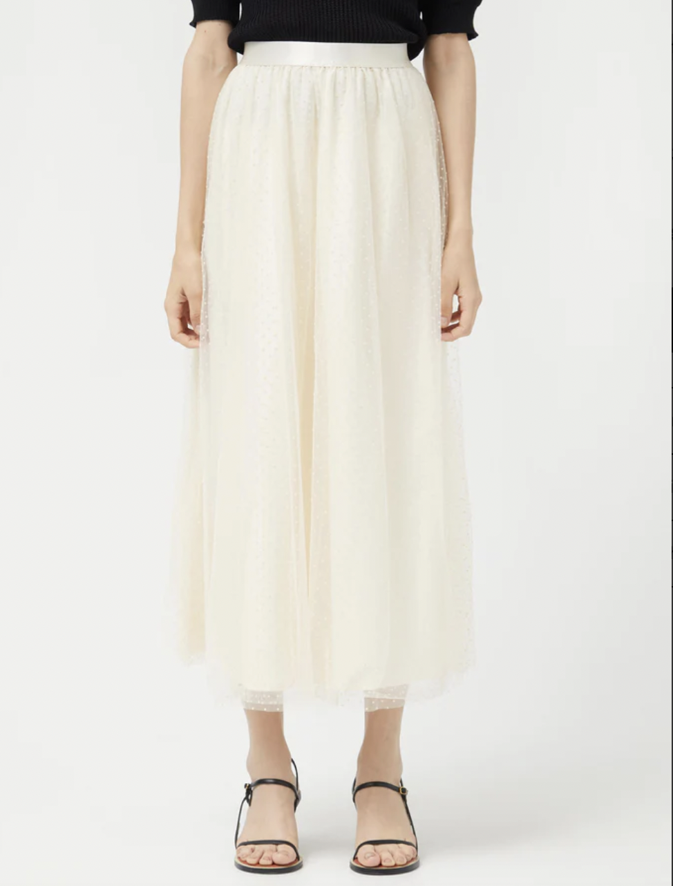 Tulle Midi Skirt - White