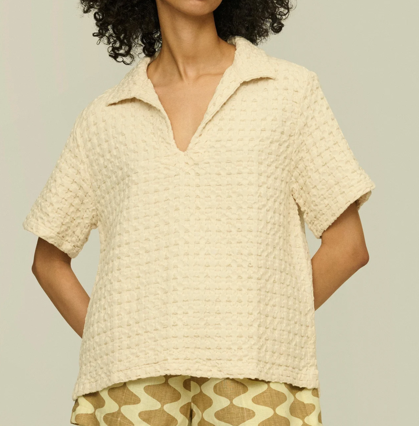 Jaffa Waffle Shirt - Ecru