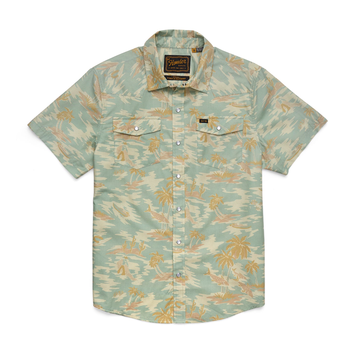Short-sleeve shirt with a floral pattern on a white background