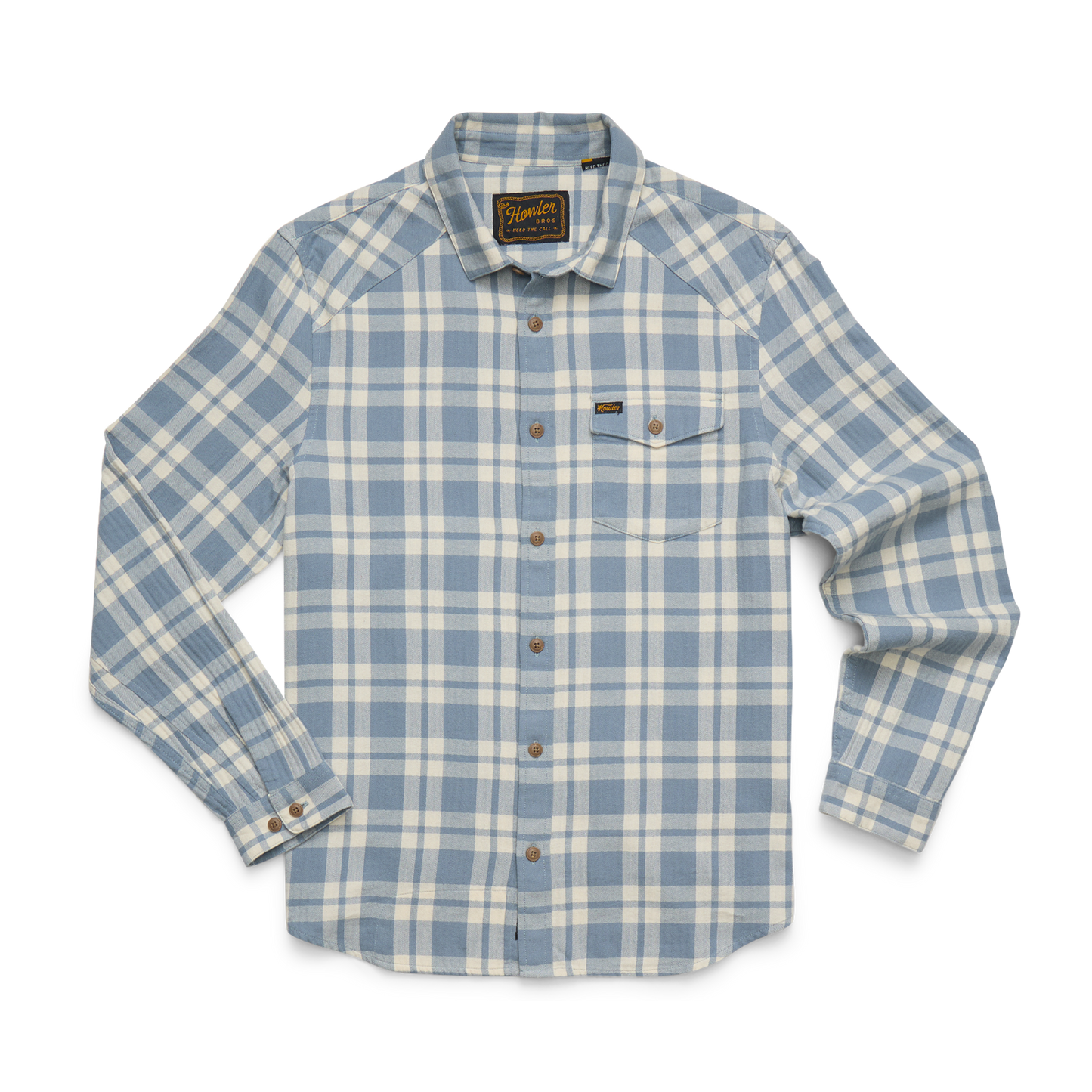 Blue and white plaid shirt on a white background