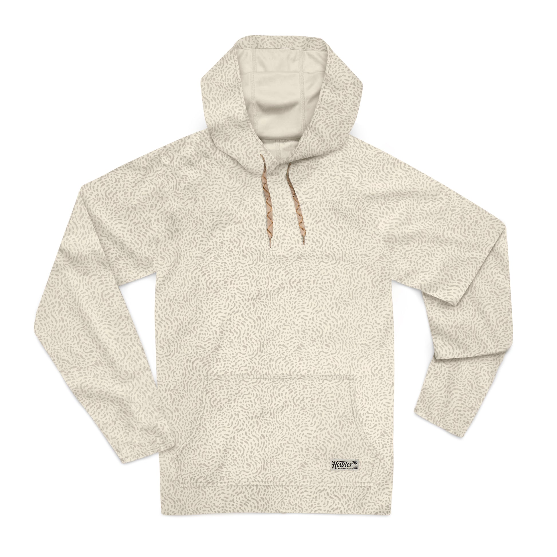 Beige fleece hoodie on a white background