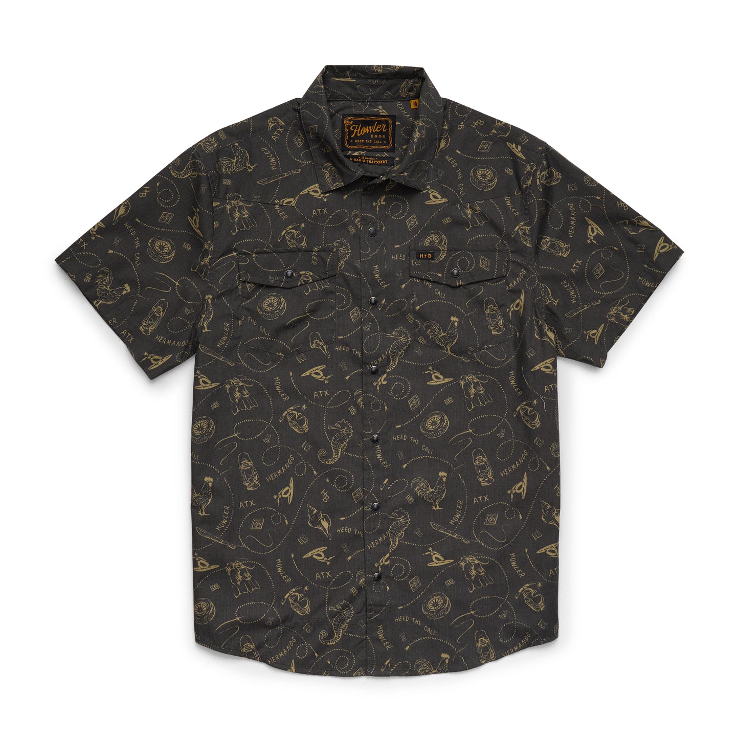 Black patterned shirt on a white background
