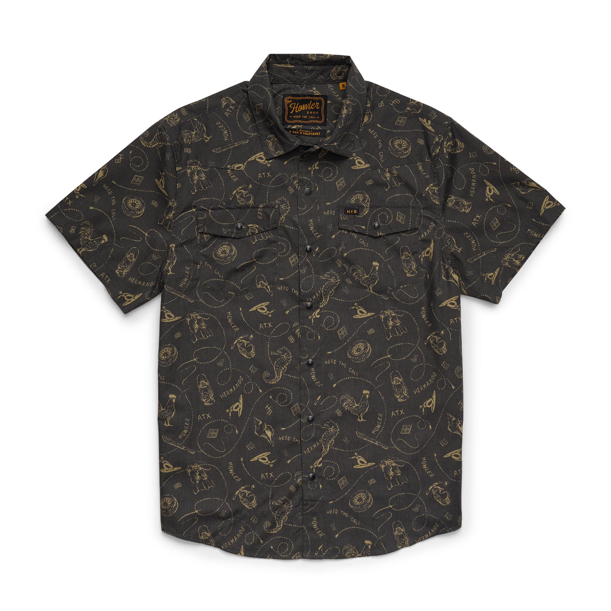 Black patterned shirt on a white background