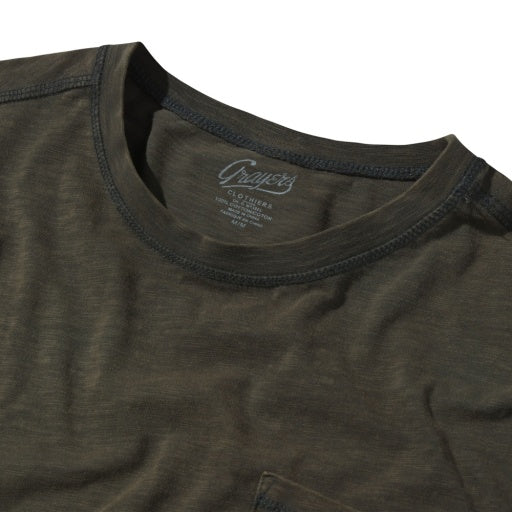 HEWITT GARMENT DYED POCKET TEE - WASHED BLACK