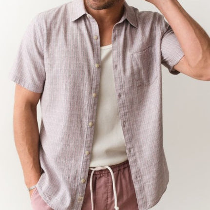 Classic Stretch Selvage Shirt - Purple Matchstick Print