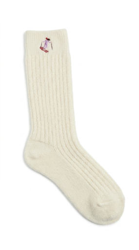 Marine Layer Slouchy Cable Sock - Oatmeal One Size