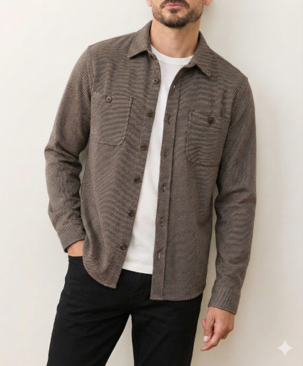 Pacifica Stretch Twill Overshirt - Brown