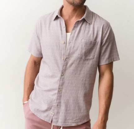Classic Stretch Selvage Shirt - Purple Matchstick Print