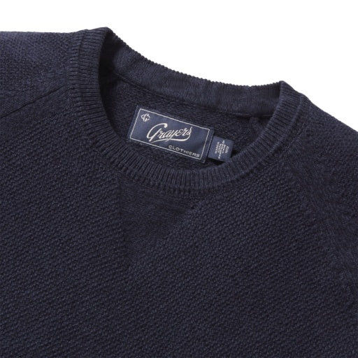 ERNEST COTTON CASHMERE CREW - NAVY