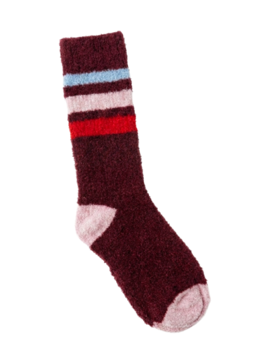 Marine Layer Fuzzy Sock - Cabernet Stripe One Size