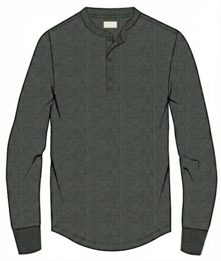 Luxe Jersey Henley - Balsam Green Heather