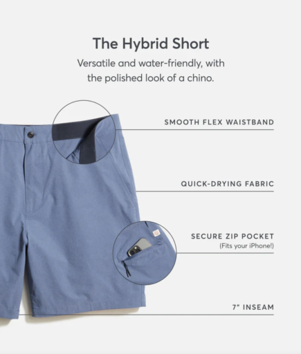 Marine Layer Hybrid Short 7" - Monument