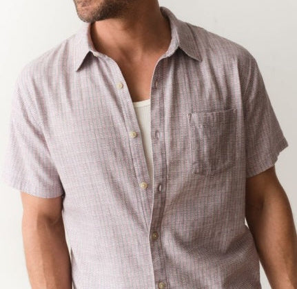 Classic Stretch Selvage Shirt - Purple Matchstick Print