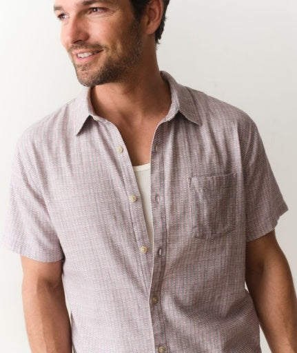 Classic Stretch Selvage Shirt - Purple Matchstick Print