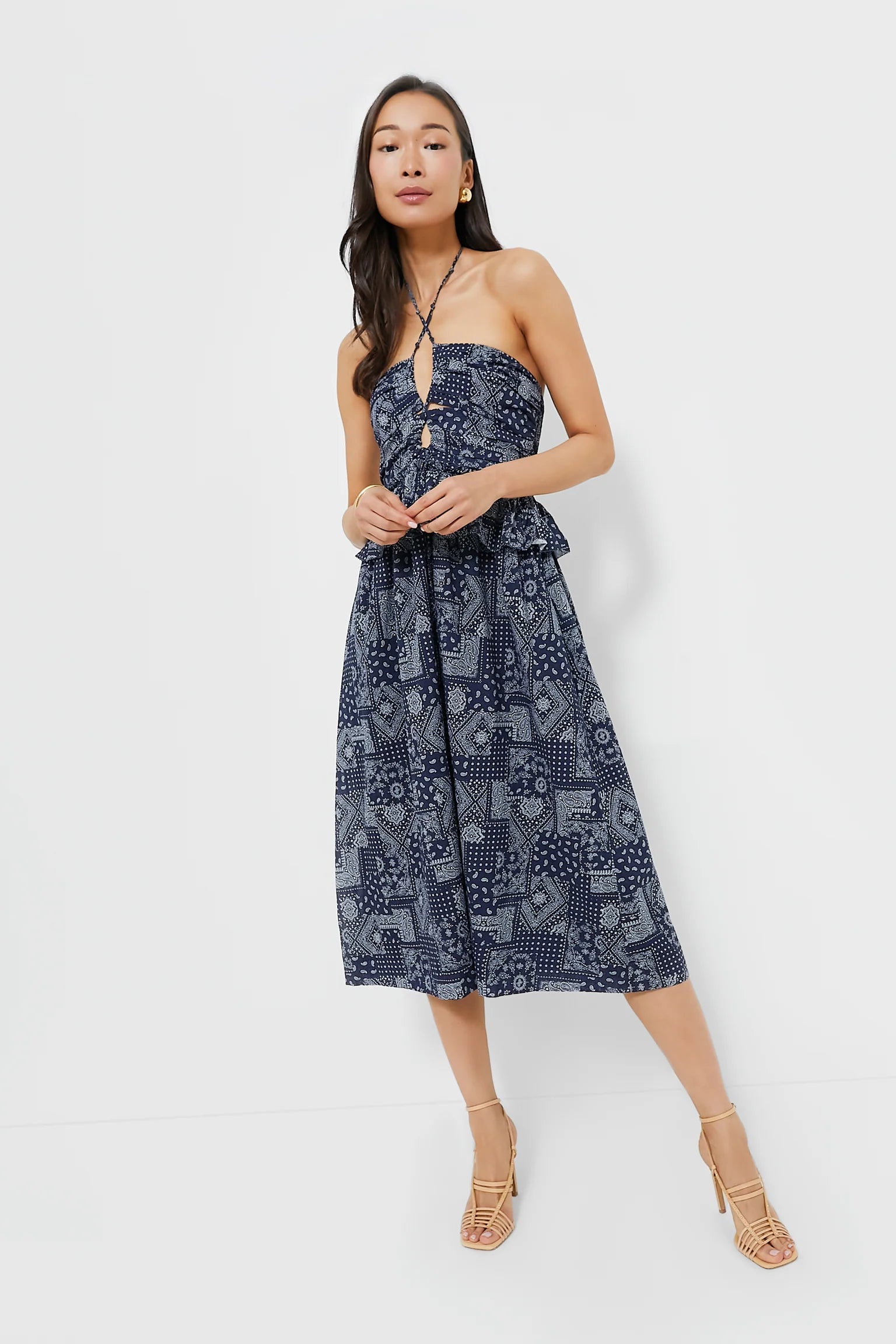 Daytona Midi Dress - Navy/White