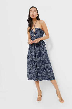 Daytona Midi Dress - Navy/White