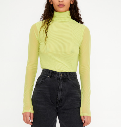 Sheer Fitted Turtleneck - Green