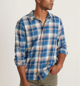 Classic Fit LS Selvage Shirt - White/Blue/Red Plaid