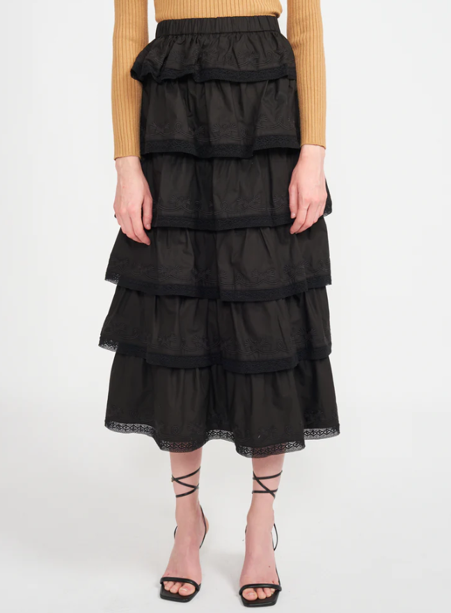 Louis Midi Skirt - Black