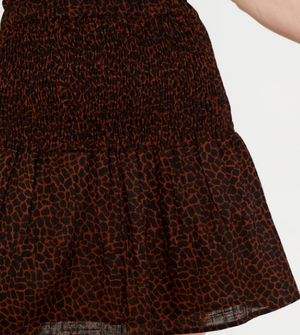 Smocked Mini Skirt - Animal Print