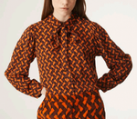 Labyrinth Print Blouse - Orange/Brown