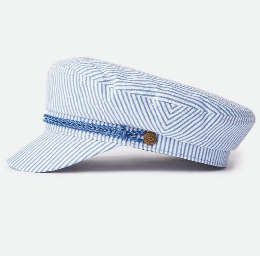 Ashland Cap - Slate Blue/Off White Seersucker - Genterie Supply Co.