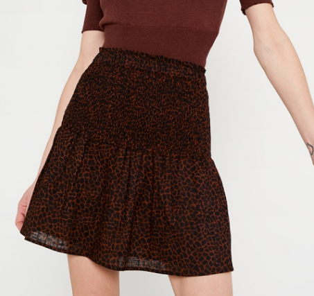 Smocked Mini Skirt - Animal Print