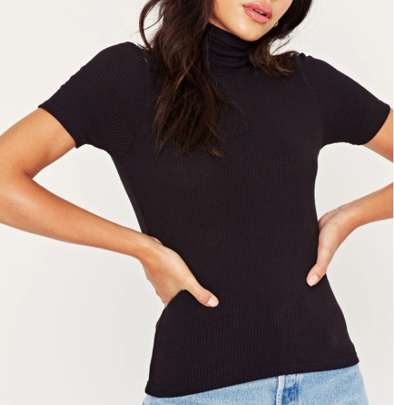 Cher Ribbed Turtleneck - Black - Genterie Supply Co.