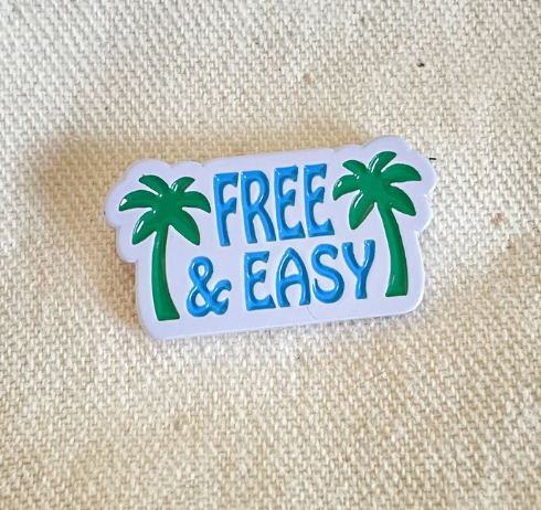 Palm Trees Enamel Pin - Blue/Green