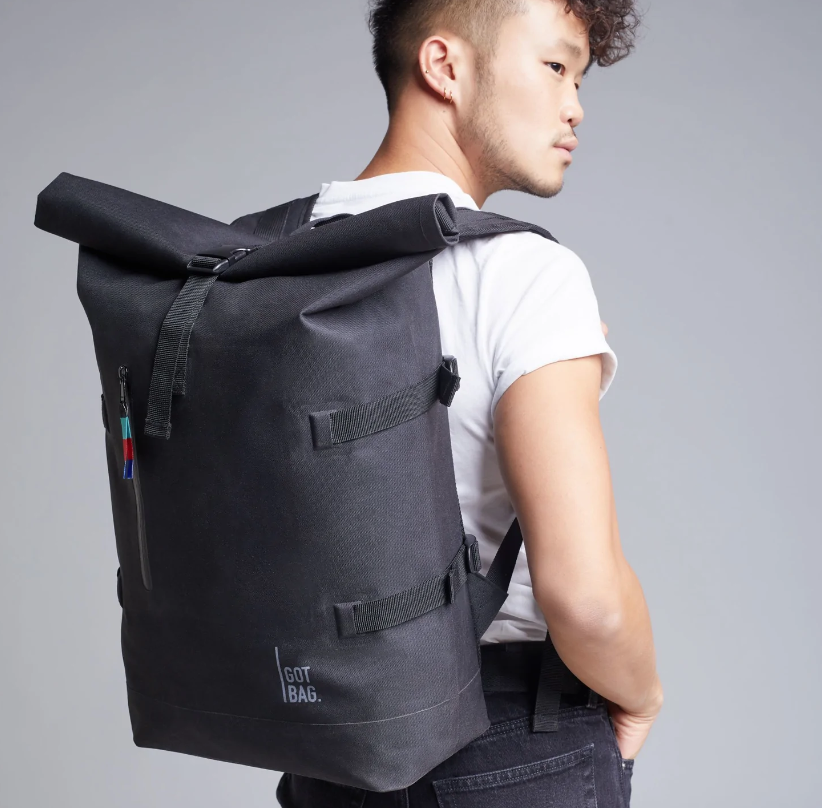 Roll Top Backpack - Black