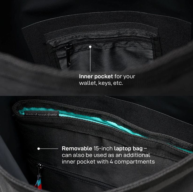 Roll Top Backpack - Black