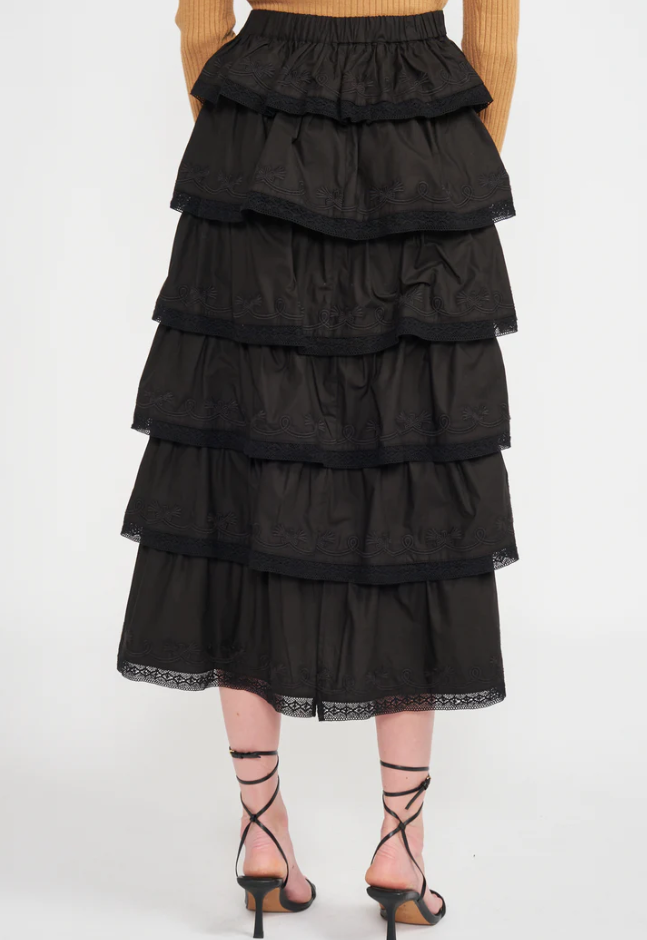 Louis Midi Skirt - Black