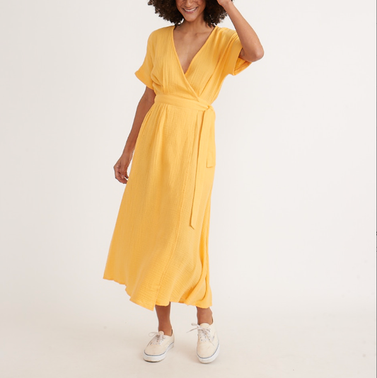 Valencia Wrap Dress - Golden Yellow