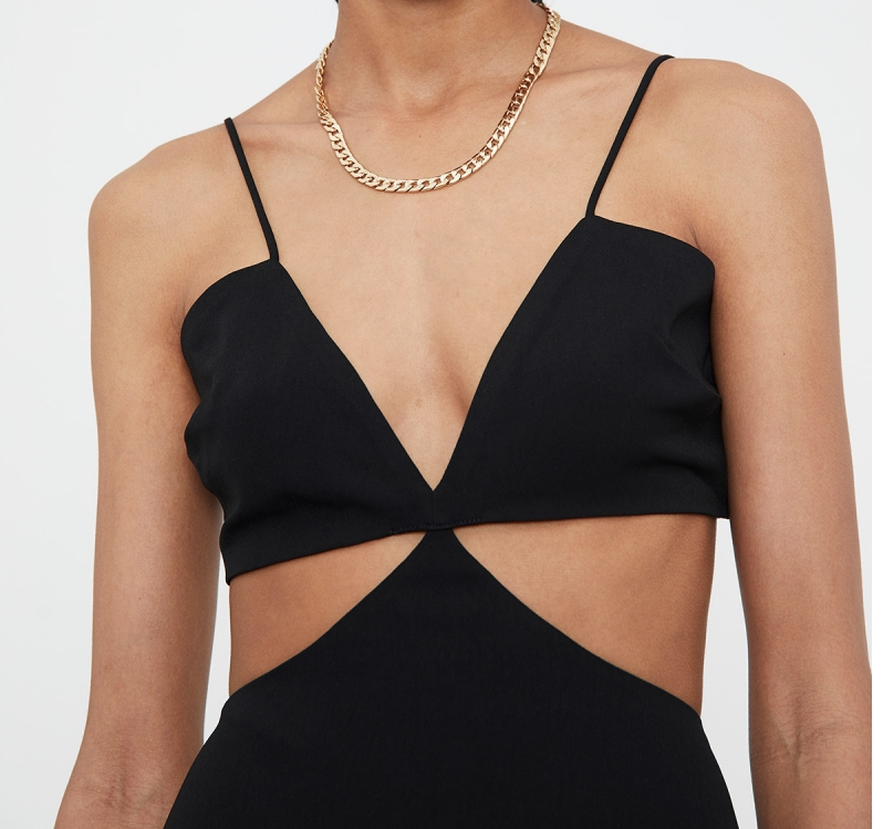 strappy cut out midi dress Acapulco Long Sleeve Cut-Out Waist Side Split Midi Dress Black
