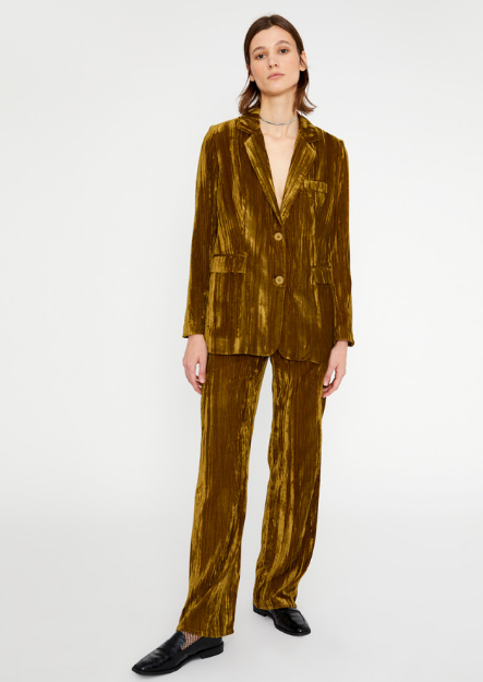 Textured Velvet Blazer - Green