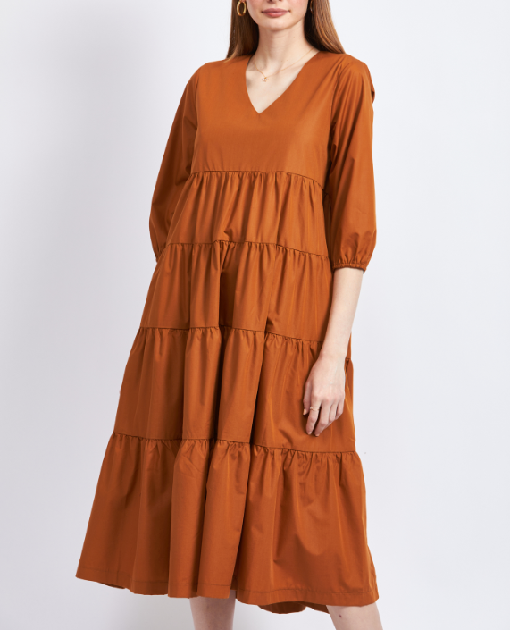 Raegan Midi Dress - Brown