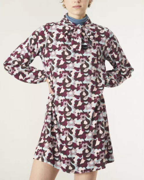 Psychedelic Print Mini Smock Dress - Purple