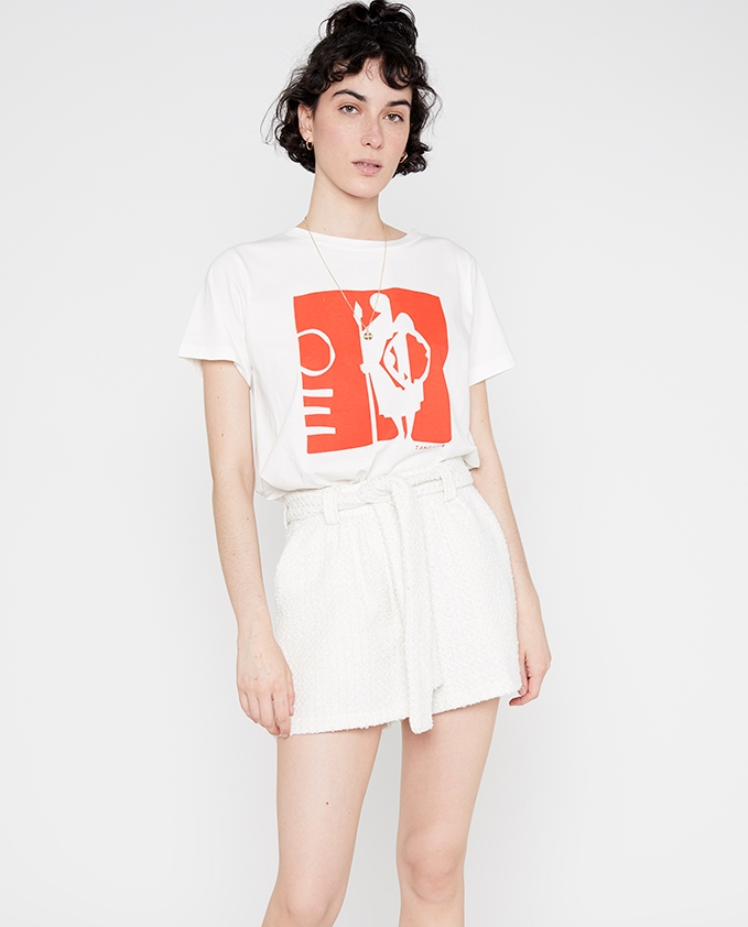 Loose Fit Tweed Shorts - White