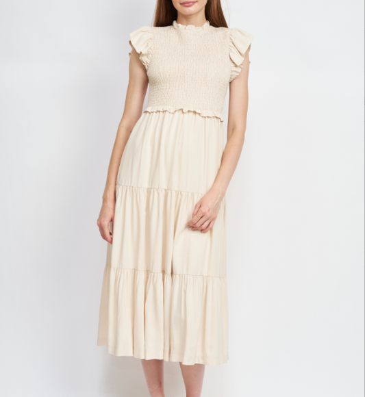 Denisse Midi Dress - Natural
