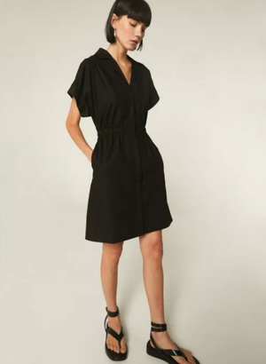 Poplin Shirt Dress - Black