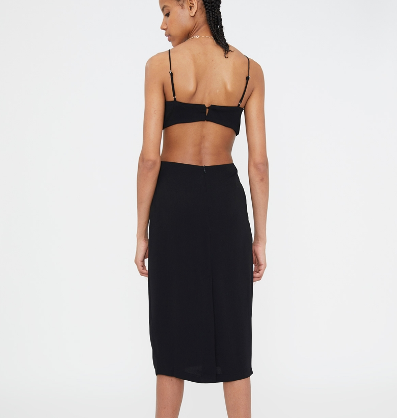 Strappy Cut Out Midi Dress - Black