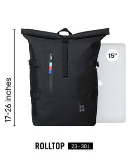 Roll Top Backpack - Black