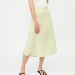 Lightweight Jacquard Midi Skirt with Flowers - Green