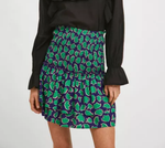 High Waisted Mini Skirt - Tulip Print Blue/Green