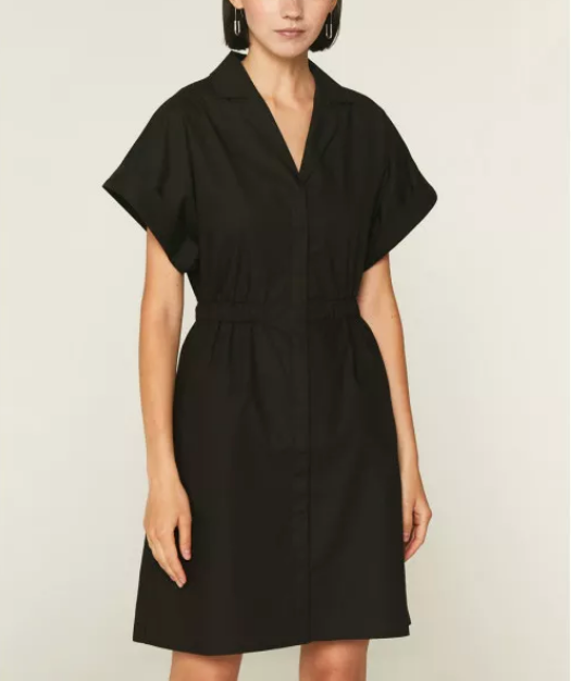Poplin Shirt Dress - Black