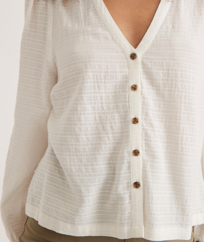 Colette Top - White Shadow Stripe