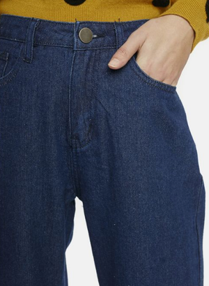 Five Pocket High Waisted Jeans - Blue
